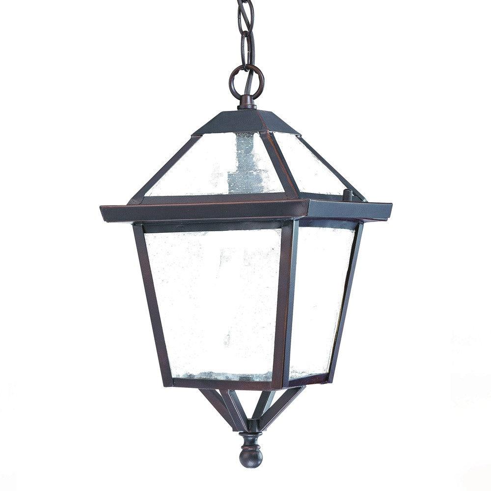 Antique Bronze Glass Hanging Lantern Light - FurniFindUSA