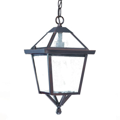 Antique Bronze Glass Hanging Lantern Light - FurniFindUSA