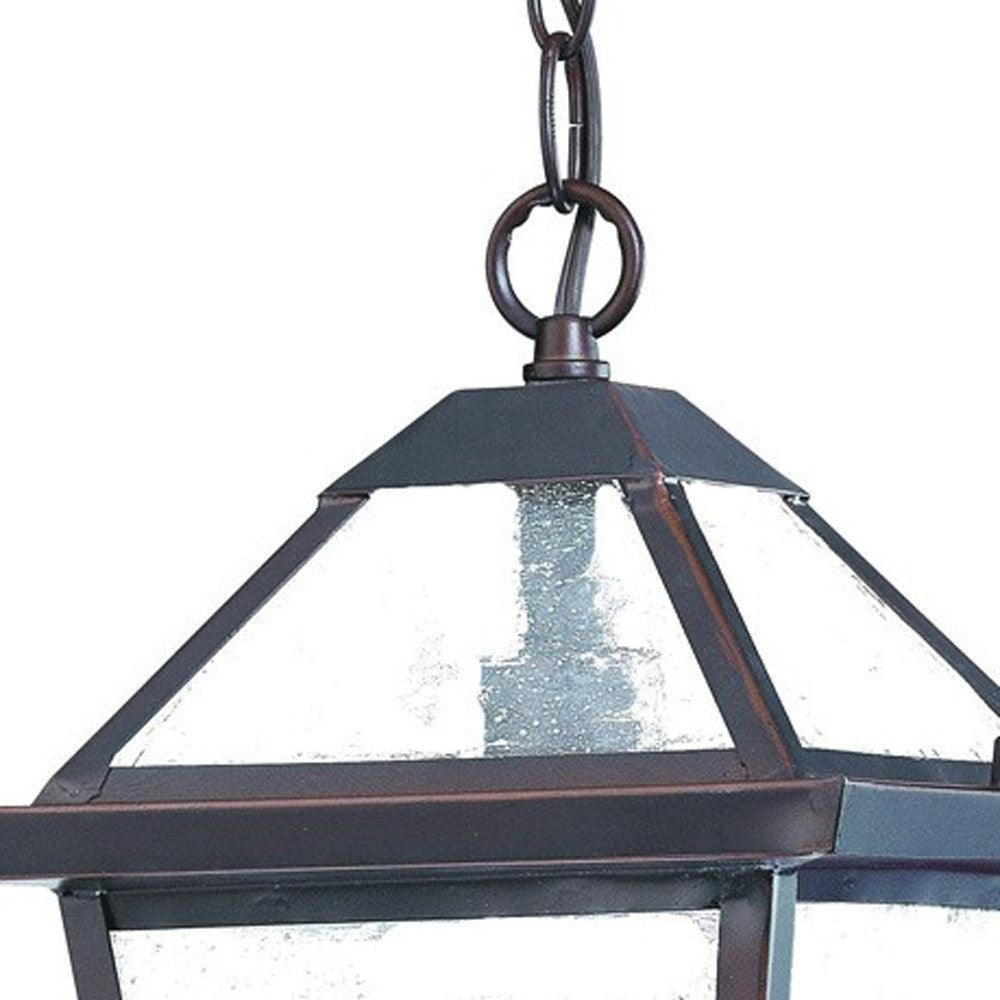 Antique Bronze Glass Hanging Lantern Light - FurniFindUSA