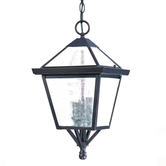 Three Light Bronze Glass Hanging Lantern Light - FurniFindUSA