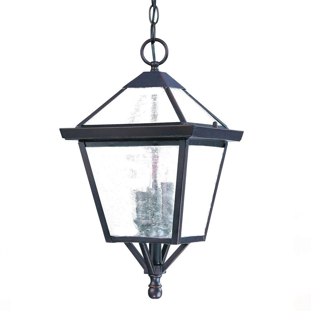 Three Light Bronze Glass Hanging Lantern Light HomeRoots