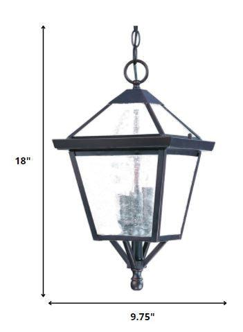 Three Light Bronze Glass Hanging Lantern Light - FurniFindUSA