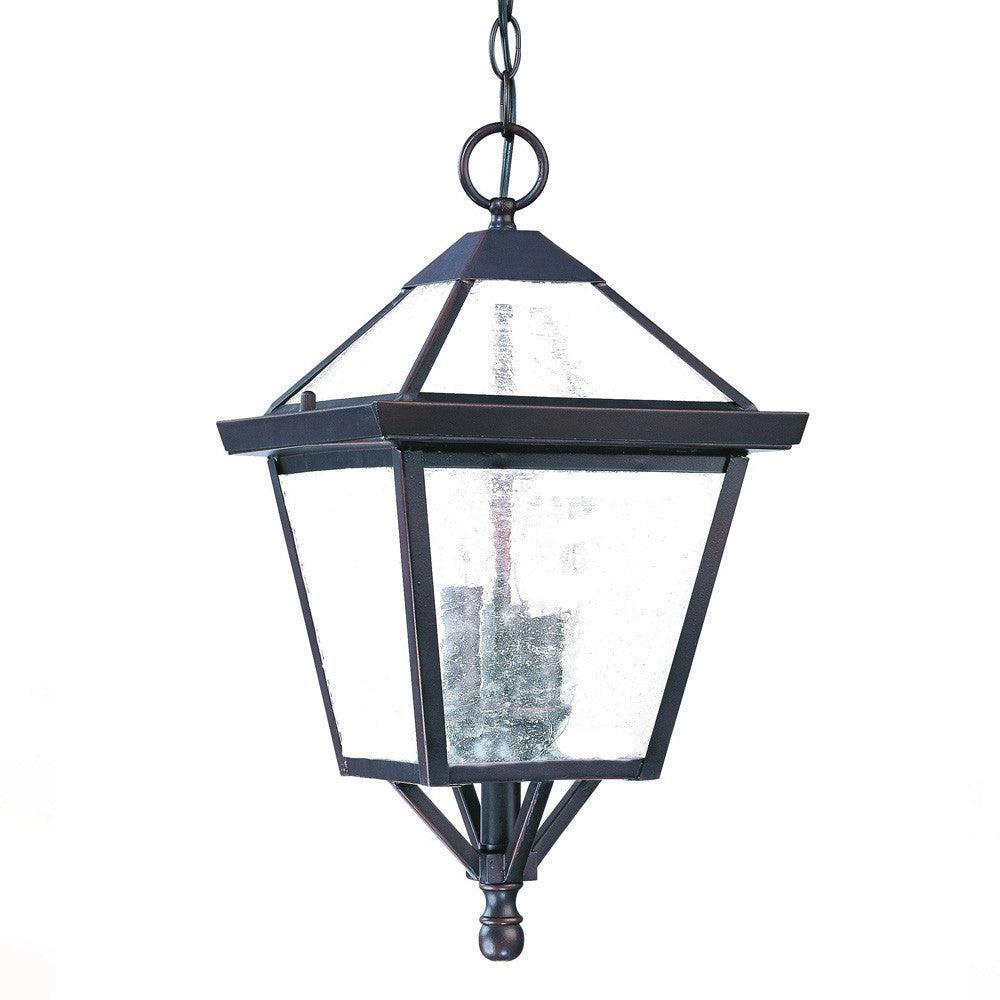 Three Light Bronze Glass Hanging Lantern Light - FurniFindUSA