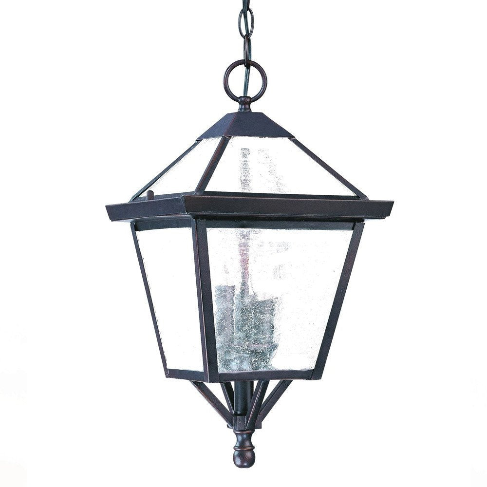 Three Light Bronze Glass Hanging Lantern Light HomeRoots