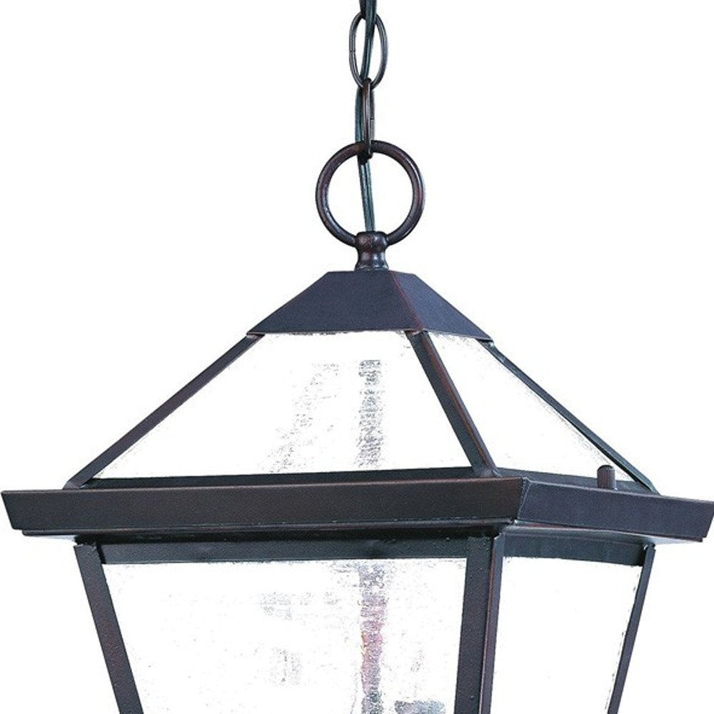 Three Light Bronze Glass Hanging Lantern Light HomeRoots