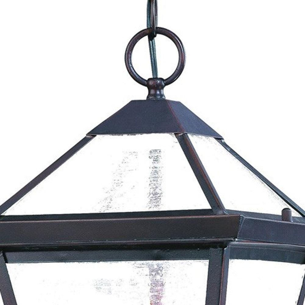 Three Light Bronze Glass Hanging Lantern Light - FurniFindUSA