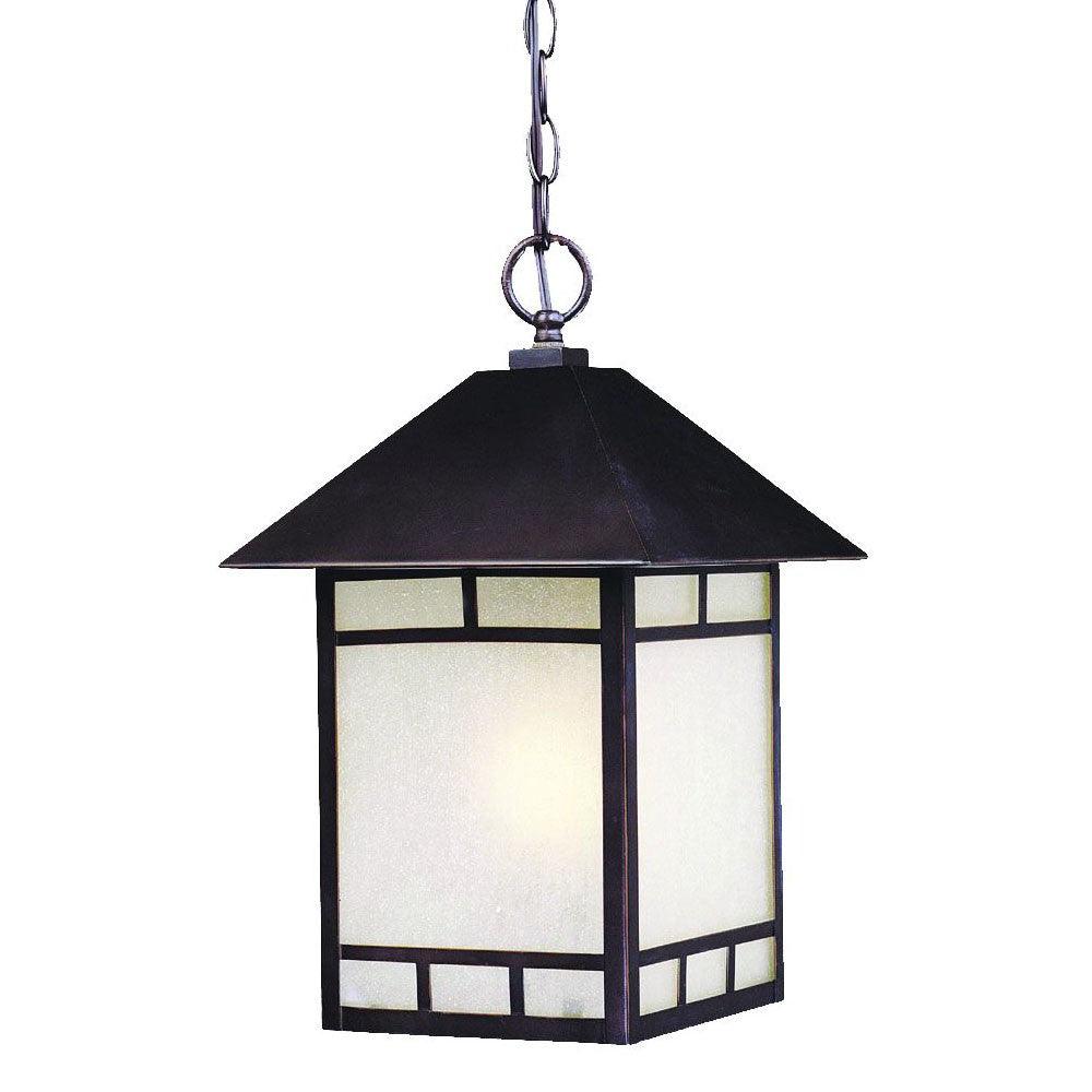 Antique Bronze Frosted Glass Hanging Lantern Light - FurniFindUSA