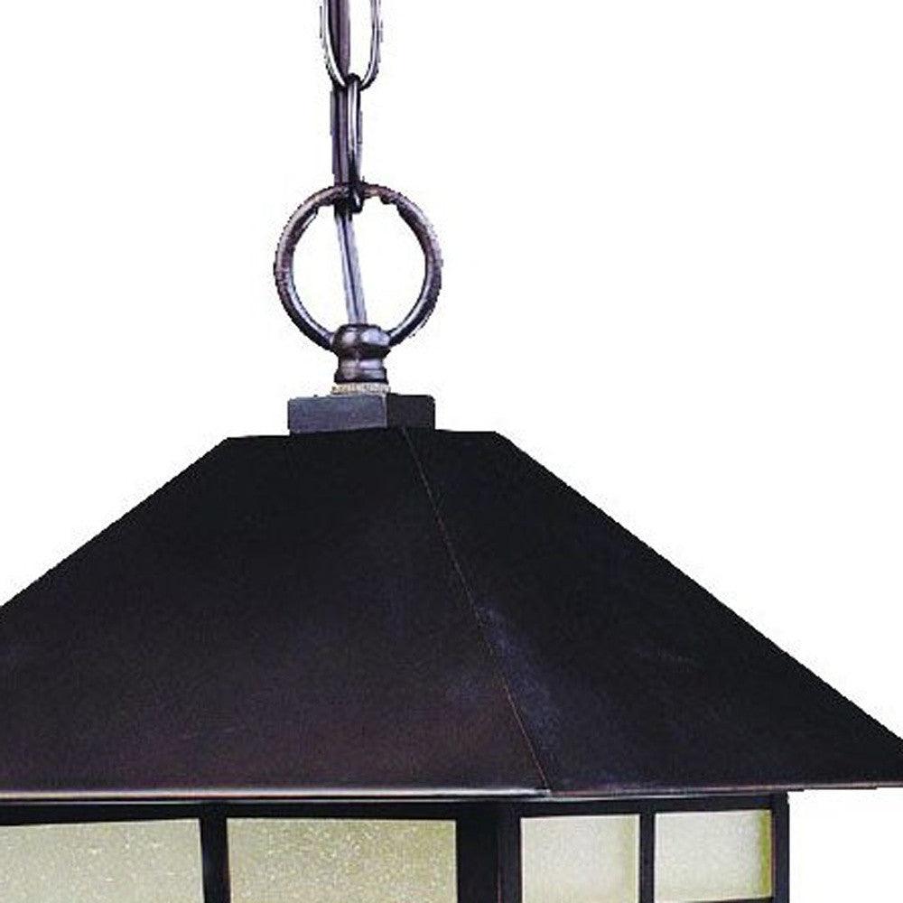 Antique Bronze Frosted Glass Hanging Lantern Light - FurniFindUSA