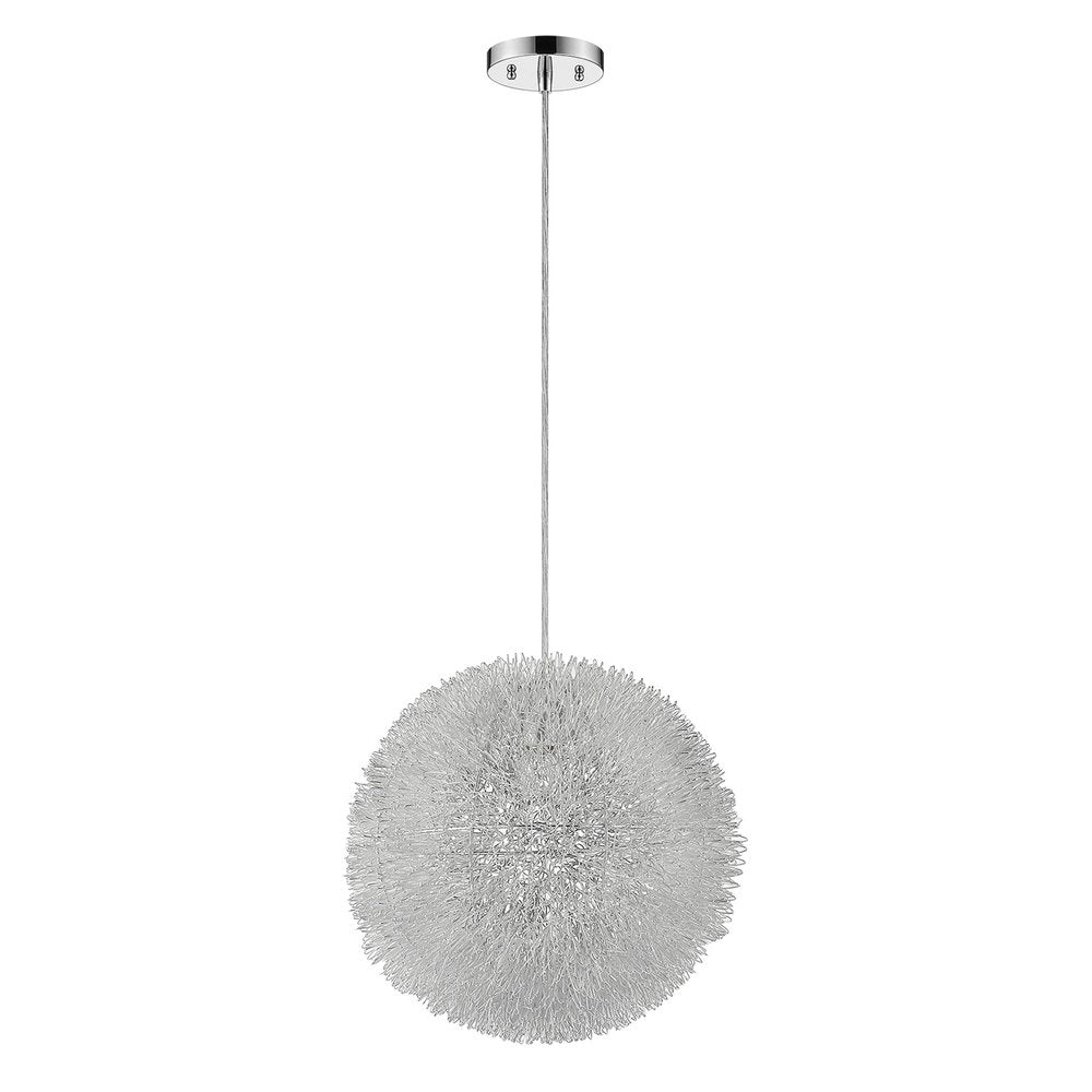 Luminary 1-Light Metallic Silver Pendant With Hand Woven Aluminum Wire Shade (12") HomeRoots