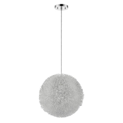 Luminary 1-Light Metallic Silver Pendant With Hand Woven Aluminum Wire Shade (12") HomeRoots
