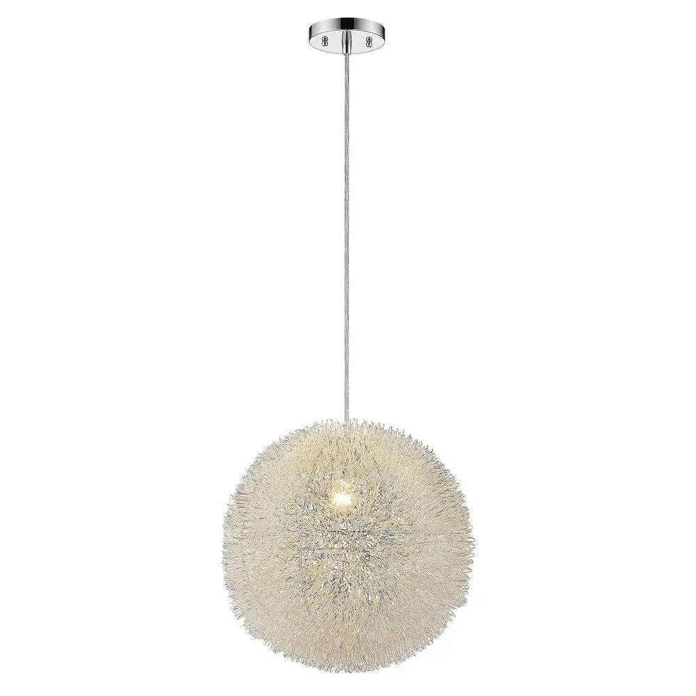 Luminary 1-Light Metallic Silver Pendant With Hand Woven Aluminum Wire Shade (12") HomeRoots