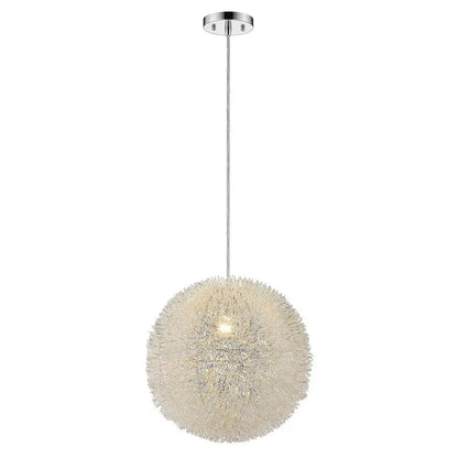Luminary 1-Light Metallic Silver Pendant With Hand Woven Aluminum Wire Shade (12") HomeRoots