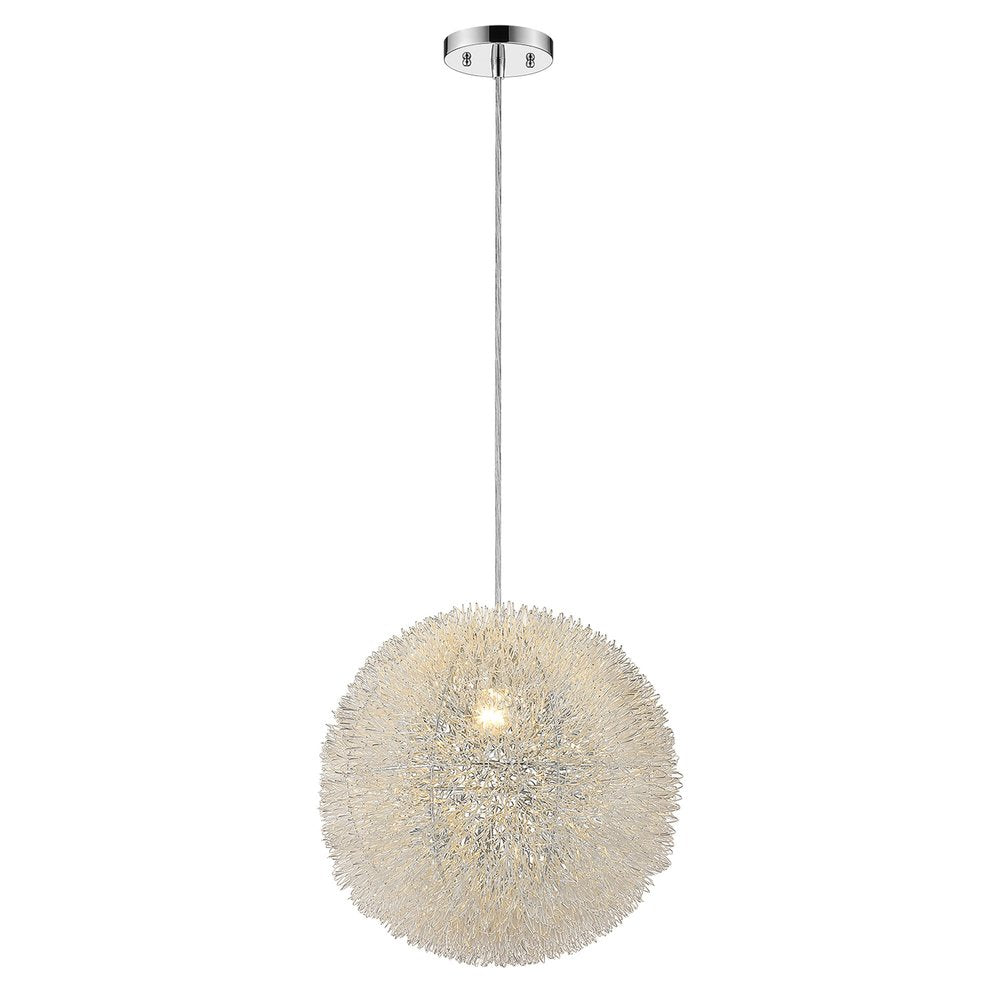 Luminary 1-Light Metallic Silver Pendant With Hand Woven Aluminum Wire Shade (12") HomeRoots