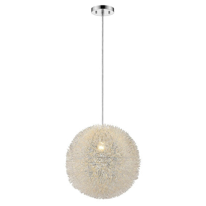 Luminary 1-Light Metallic Silver Pendant With Hand Woven Aluminum Wire Shade (12") HomeRoots