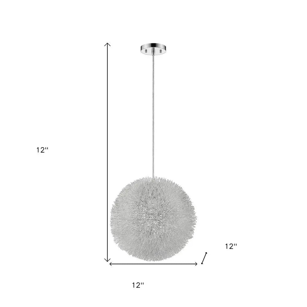 Luminary 1-Light Metallic Silver Pendant With Hand Woven Aluminum Wire Shade (12") HomeRoots