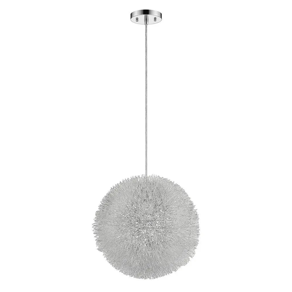 Luminary 1-Light Metallic Silver Pendant With Hand Woven Aluminum Wire Shade (12") HomeRoots