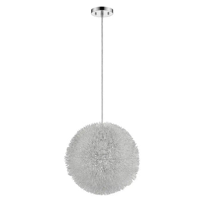 Luminary 1-Light Metallic Silver Pendant With Hand Woven Aluminum Wire Shade (12") HomeRoots