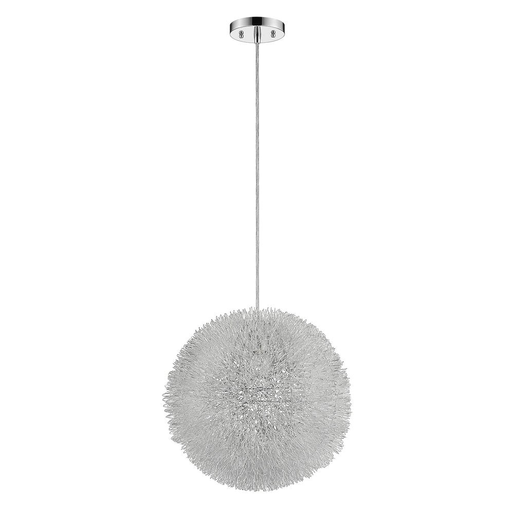 Luminary 1-Light Metallic Silver Pendant With Hand Woven Aluminum Wire Shade (12") HomeRoots