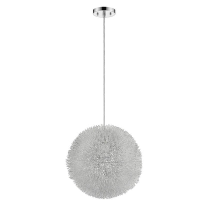 Luminary 1-Light Metallic Silver Pendant With Hand Woven Aluminum Wire Shade (12") HomeRoots
