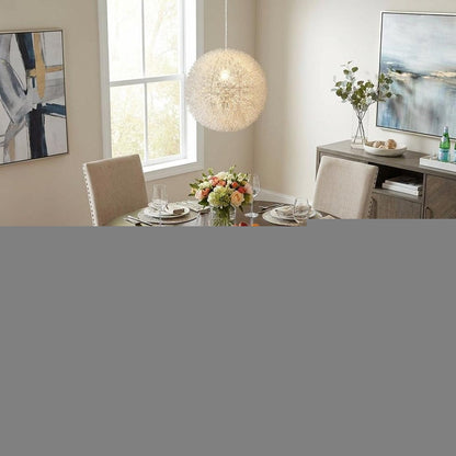 Luminary 1-Light Metallic Silver Pendant With Hand Woven Aluminum Wire Shade (12") HomeRoots