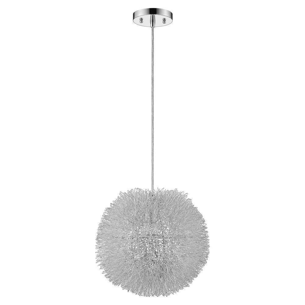 Luminary 1-Light Metallic Silver Pendant With Hand Woven Aluminum Wire Shade (15") HomeRoots
