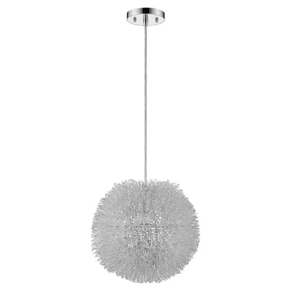 Luminary 1-Light Metallic Silver Pendant With Hand Woven Aluminum Wire Shade (15") HomeRoots
