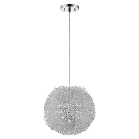 Luminary 1-Light Metallic Silver Pendant With Hand Woven Aluminum Wire Shade (15") HomeRoots