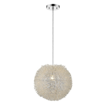 Luminary 1-Light Metallic Silver Pendant With Hand Woven Aluminum Wire Shade (15")