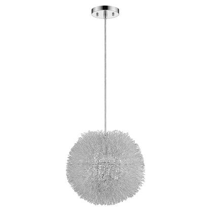 Luminary 1-Light Metallic Silver Pendant With Hand Woven Aluminum Wire Shade (15")