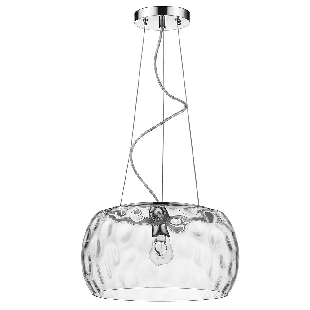 Mystere 1-Light Polished Chrome Pendant With Dimpled Glass Shade HomeRoots