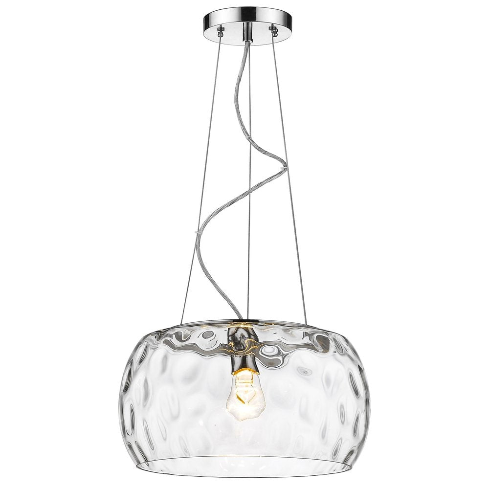 Mystere 1-Light Polished Chrome Pendant With Dimpled Glass Shade HomeRoots