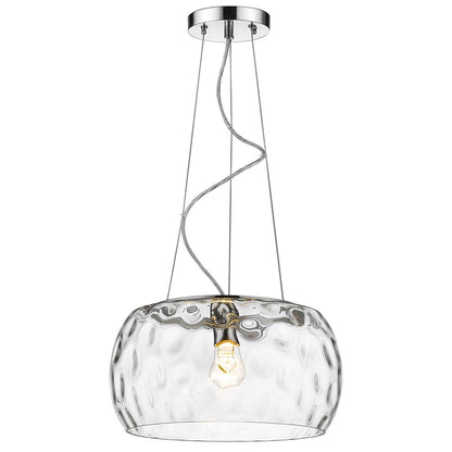 Mystere 1-Light Polished Chrome Pendant With Dimpled Glass Shade HomeRoots