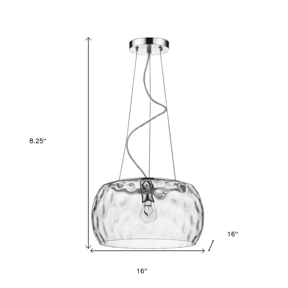 Mystere 1-Light Polished Chrome Pendant With Dimpled Glass Shade HomeRoots