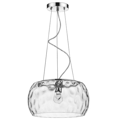 Mystere 1-Light Polished Chrome Pendant With Dimpled Glass Shade HomeRoots
