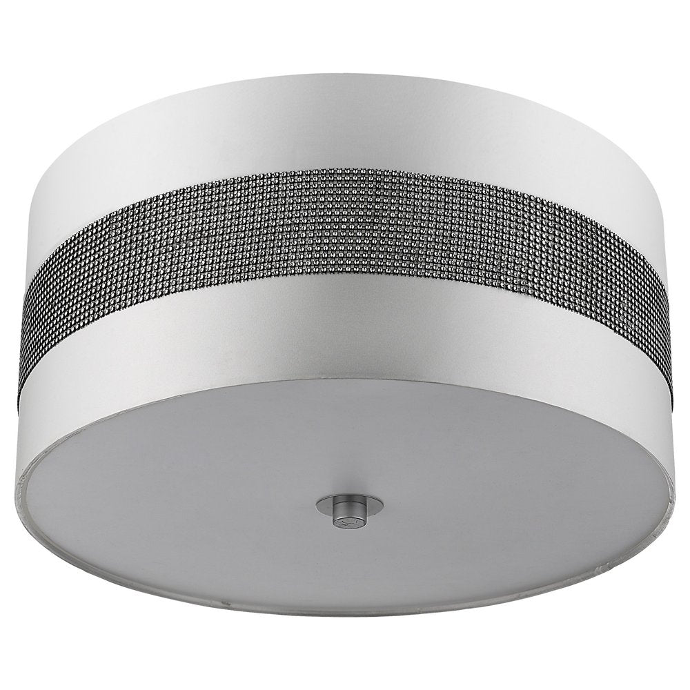 Harmony 3-Light Metallic Silver Pendant With Crystal Studded Platinum Sheen Shade HomeRoots