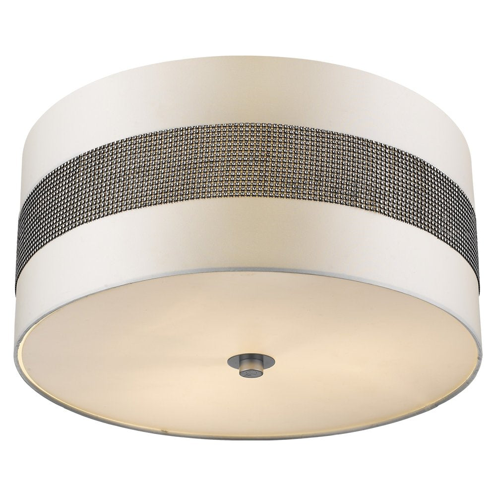 Harmony 3-Light Metallic Silver Pendant With Crystal Studded Platinum Sheen Shade HomeRoots