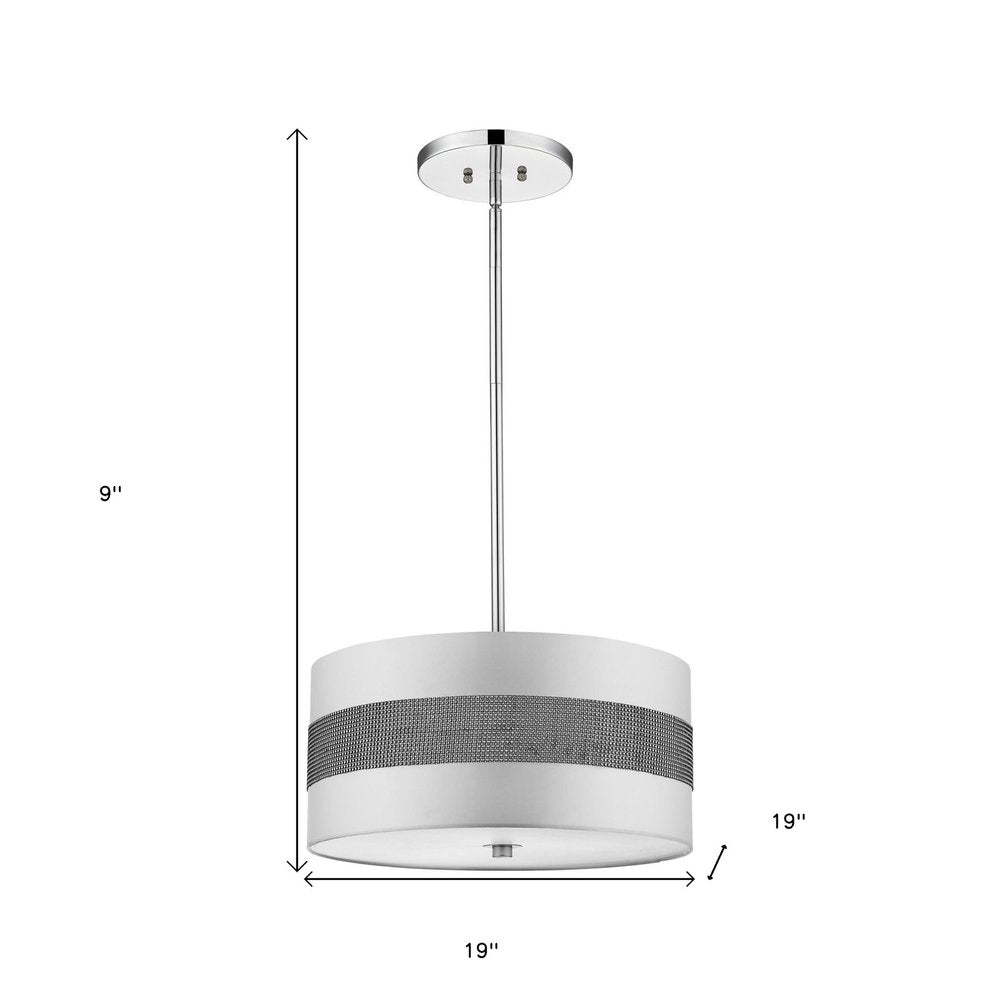 Harmony 3-Light Metallic Silver Pendant With Crystal Studded Platinum Sheen Shade HomeRoots