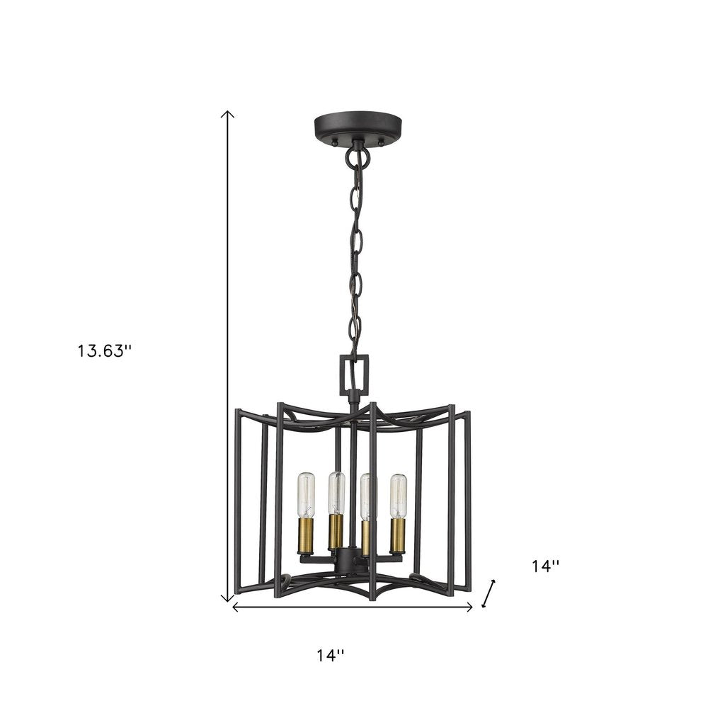 Rhian 4-Light Matte Black Pendant HomeRoots