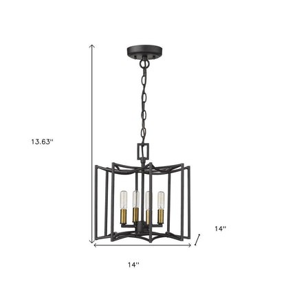 Rhian 4-Light Matte Black Pendant HomeRoots