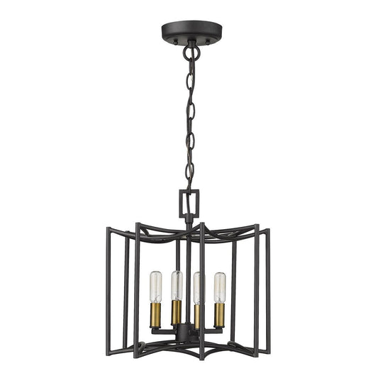 Rhian 4-Light Matte Black Pendant HomeRoots