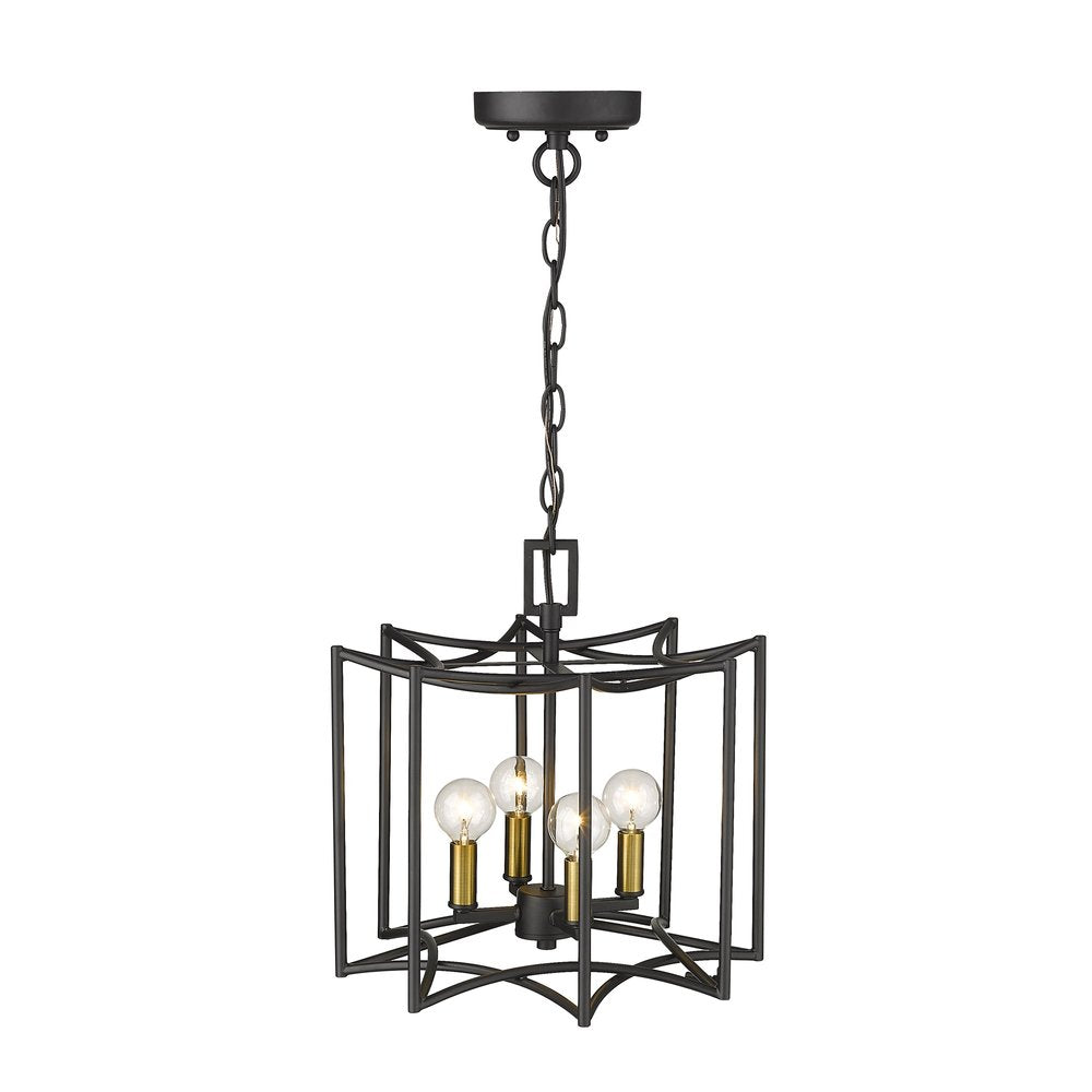 Rhian 4-Light Matte Black Pendant HomeRoots