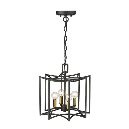Rhian 4-Light Matte Black Pendant HomeRoots