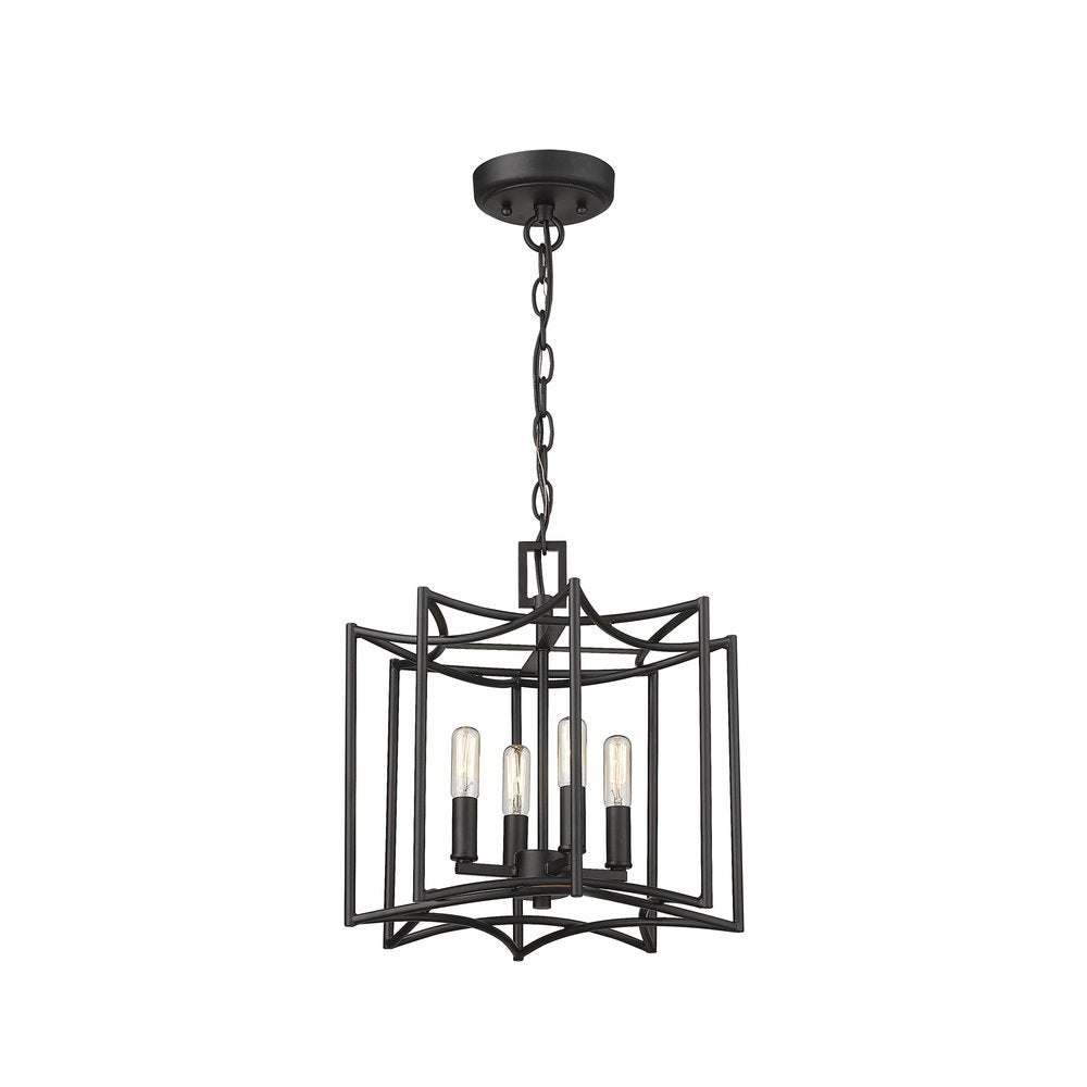 Rhian 4-Light Matte Black Pendant HomeRoots