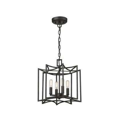 Rhian 4-Light Matte Black Pendant HomeRoots