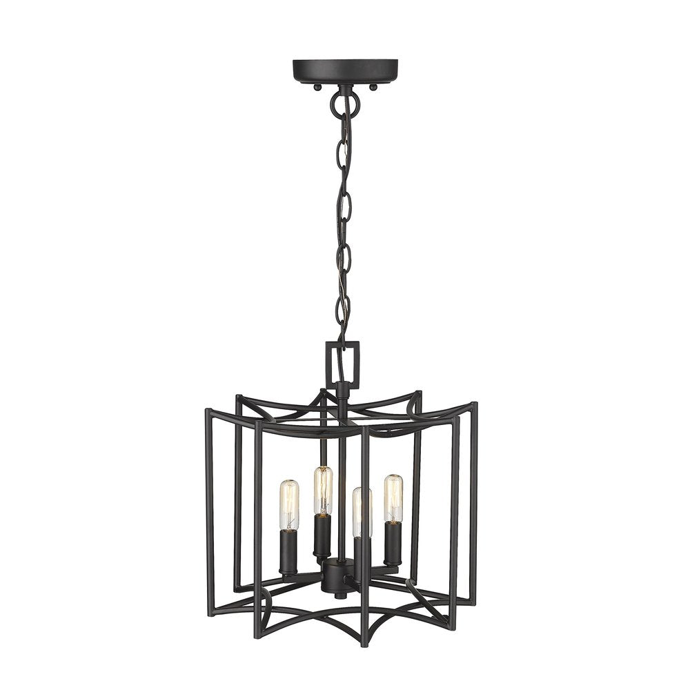 Rhian 4-Light Matte Black Pendant HomeRoots