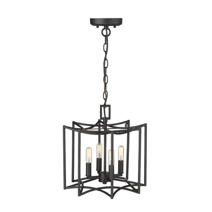 Rhian 4-Light Matte Black Pendant HomeRoots