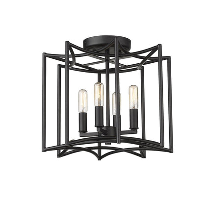 Rhian 4-Light Matte Black Pendant HomeRoots