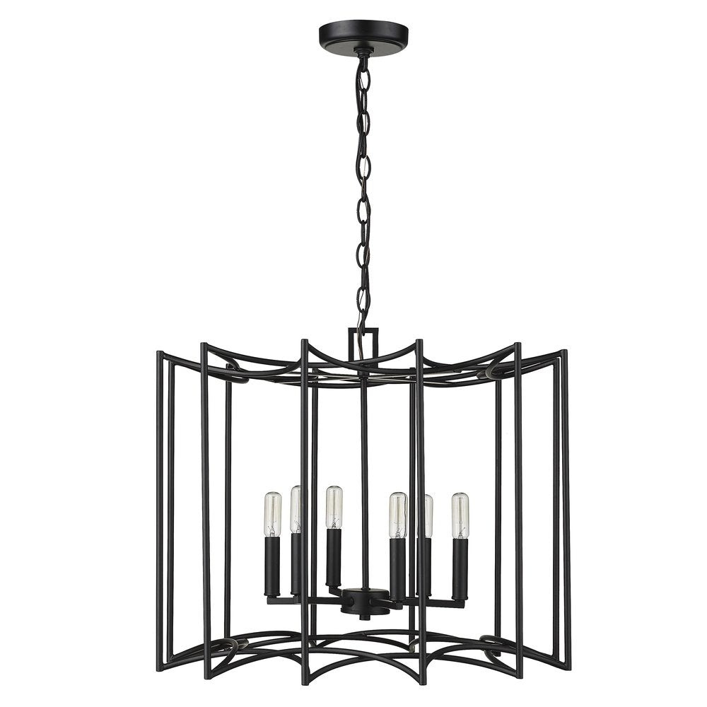Rhian 8-Light Matte Black Pendant HomeRoots