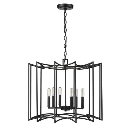 Rhian 8-Light Matte Black Pendant HomeRoots