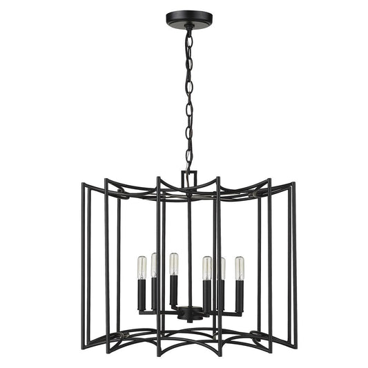 Rhian 8-Light Matte Black Pendant HomeRoots